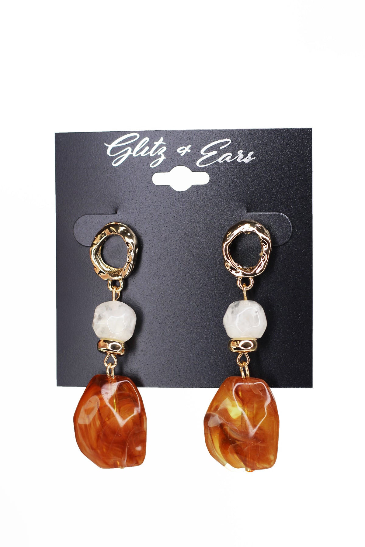 Textured Circle w/ Round &amp; Large Bead Dangling Earrings