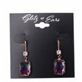 Dangling Round & Emerald Rhinestone Fish Hook Earrings