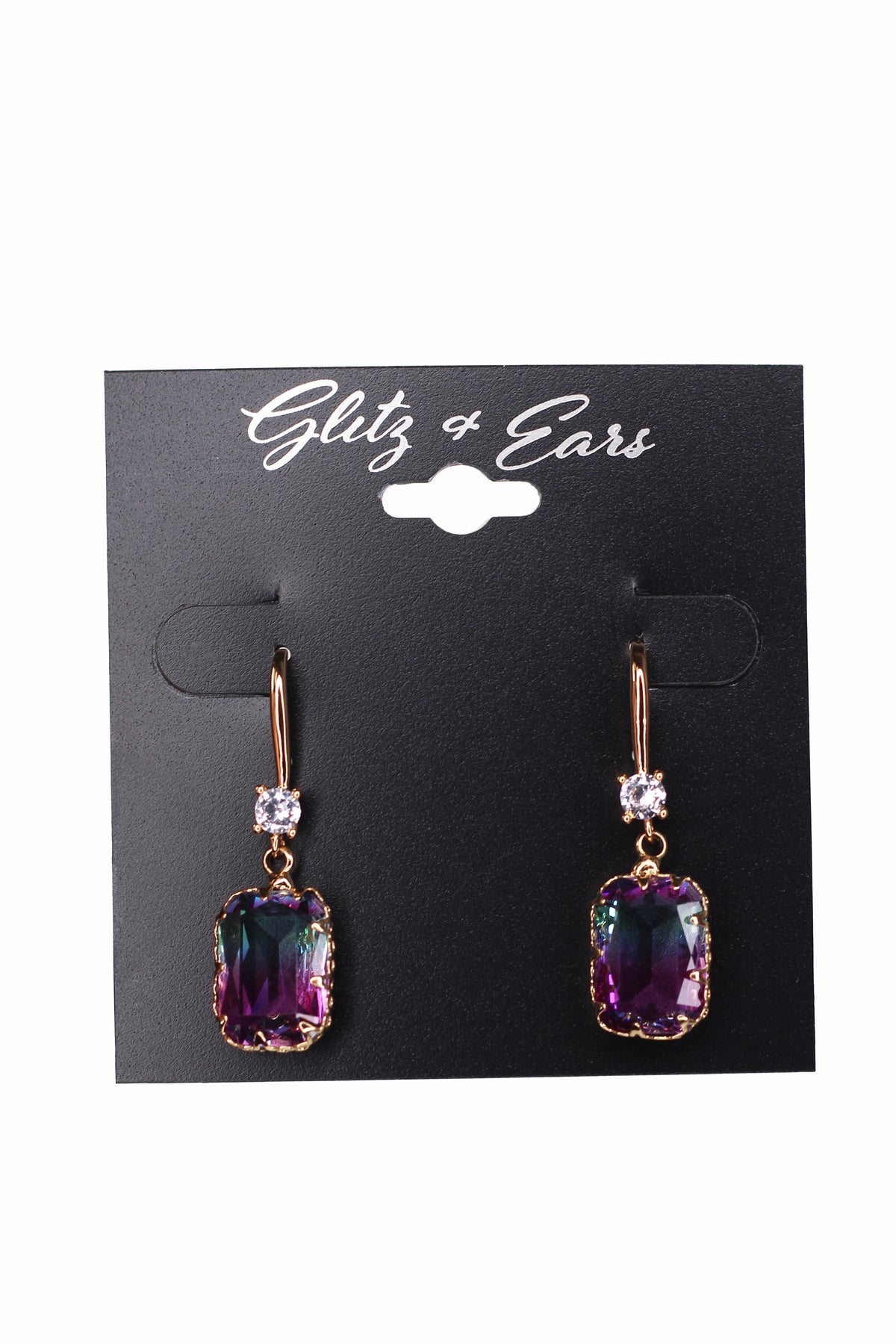 Dangling Round &amp; Emerald Rhinestone Fish Hook Earrings
