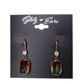 Dangling Round & Emerald Rhinestone Fish Hook Earrings