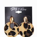 Metal Oval & Leopard Circle Earrings