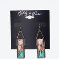 Rectangle Fish Hook Earrings w/ Colorful Center