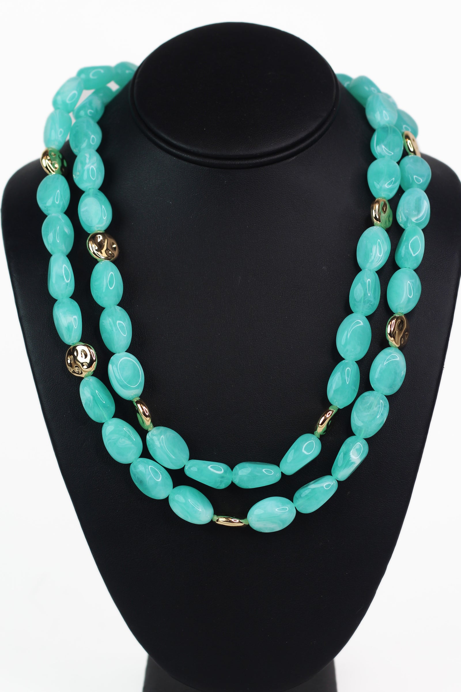 Two Strand Acrylic & Metallic Beaded Necklace