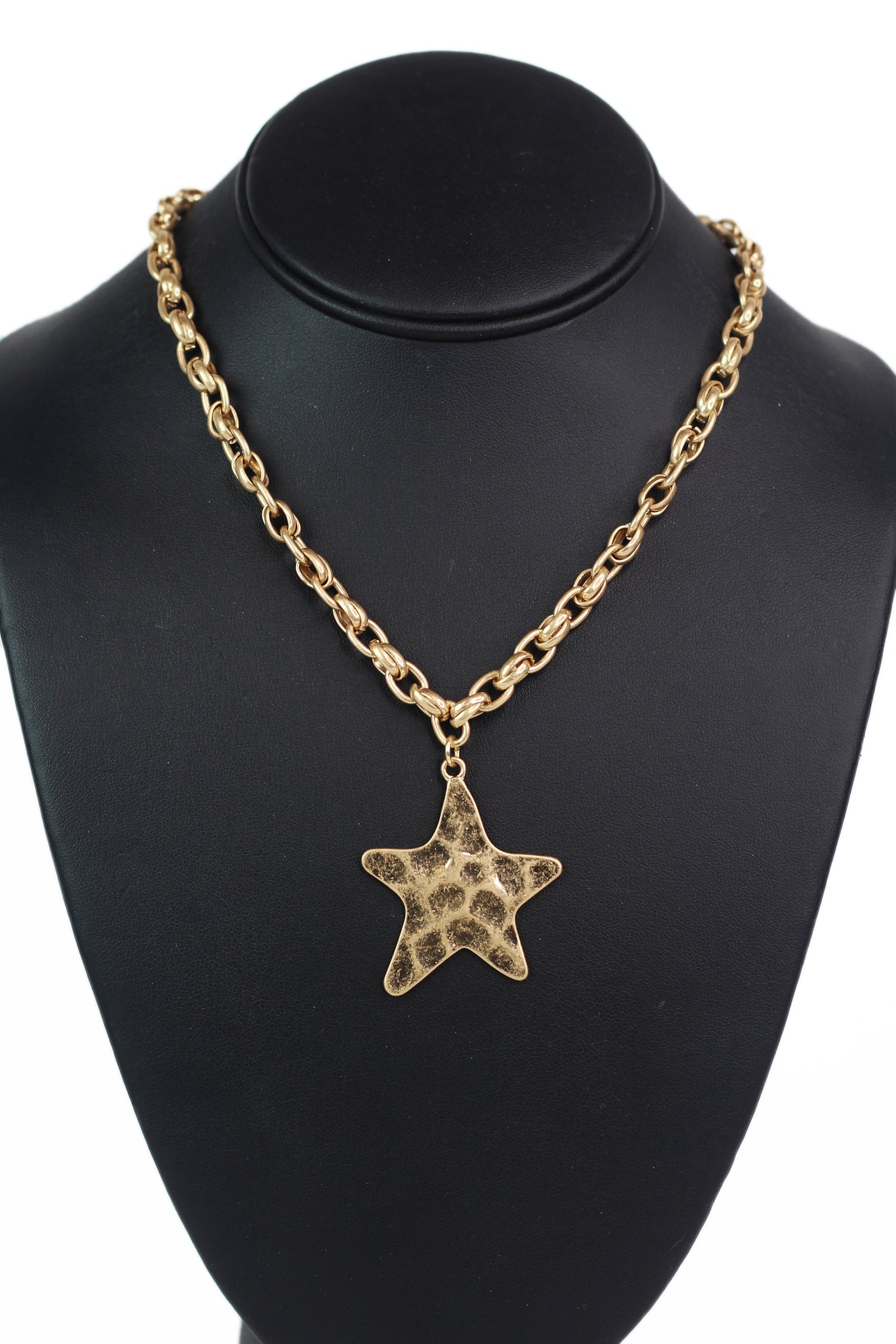 Hammered Star Chain Necklace