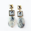 Square, Rhinestone & Oval Dangling Earrings