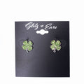 Four Leaf Clover Pave Stud Earrings