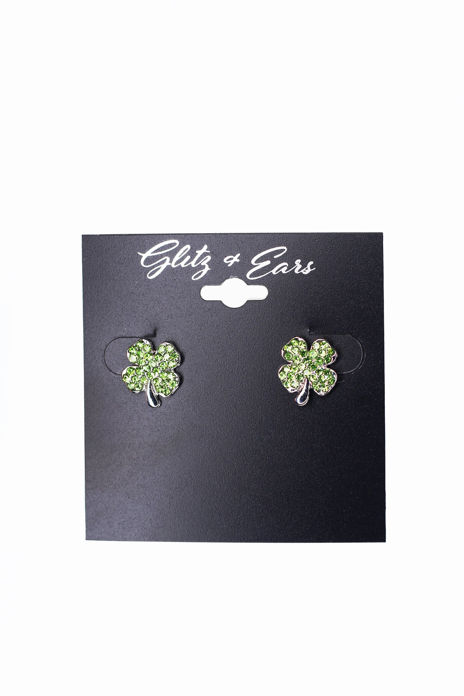 Four Leaf Clover Pave Stud Earrings
