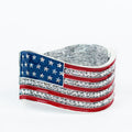 Wavy Flag Bangle Bracelet w/ Rhinestone Accents