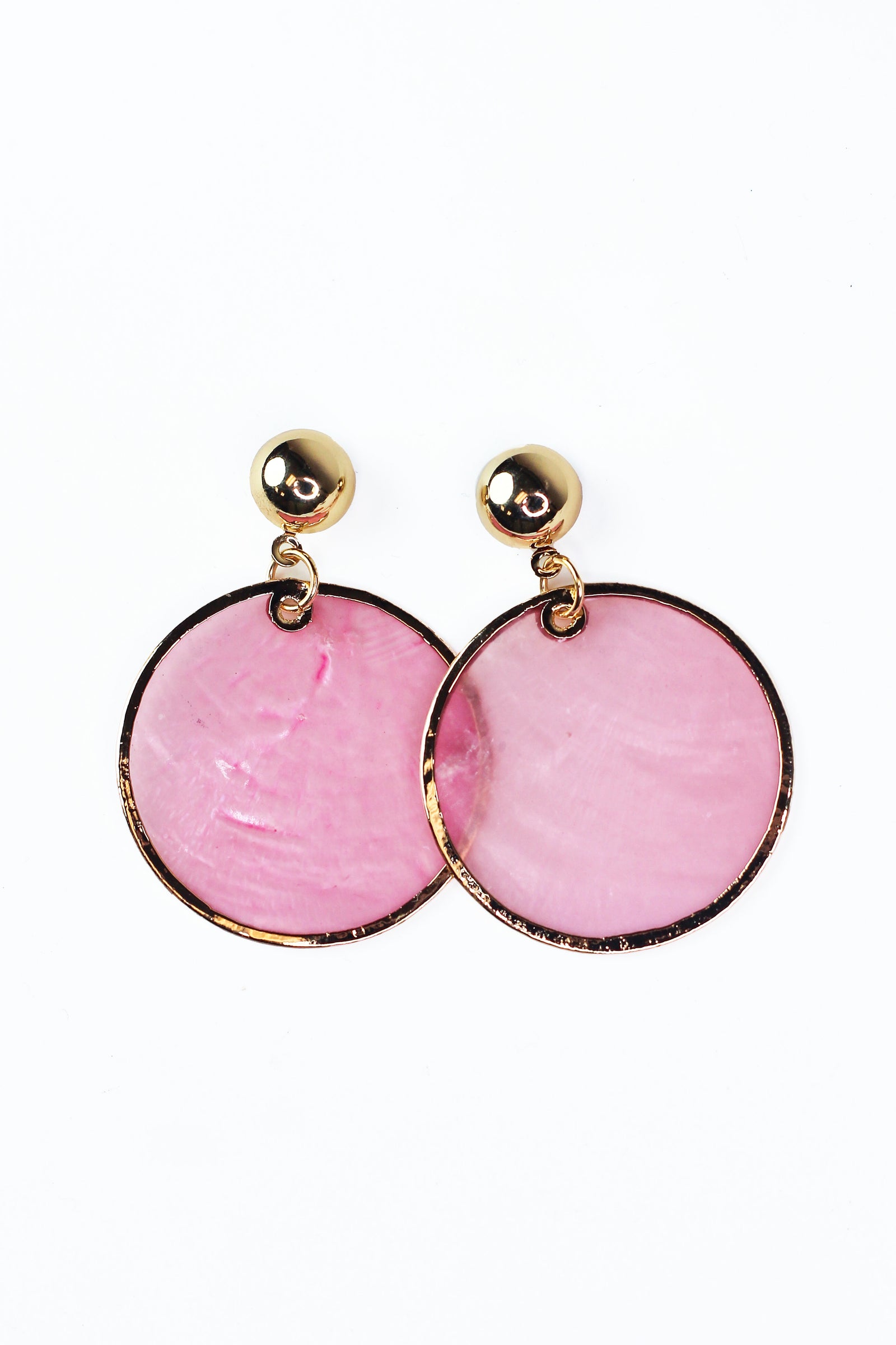 Metal Ball & Dangling Capiz Shell Earrings