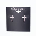 Pave Cross Pointed End Stud Earrings