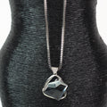 Long Box Chain Necklace w/ Pave & Diamond Shaped Pendant