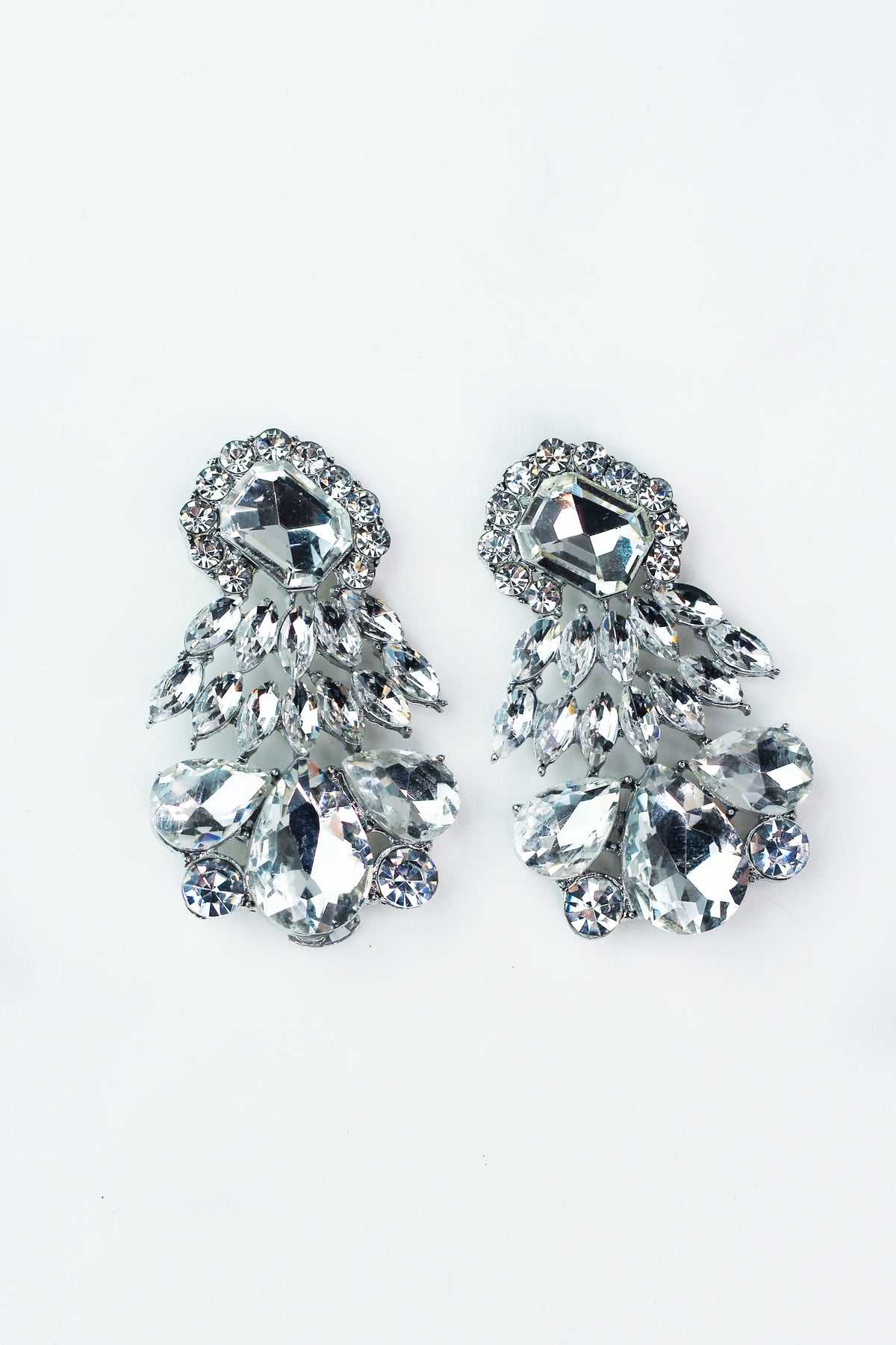 Tilted Emerald Marquis Rows &amp; Teardrops Earrings