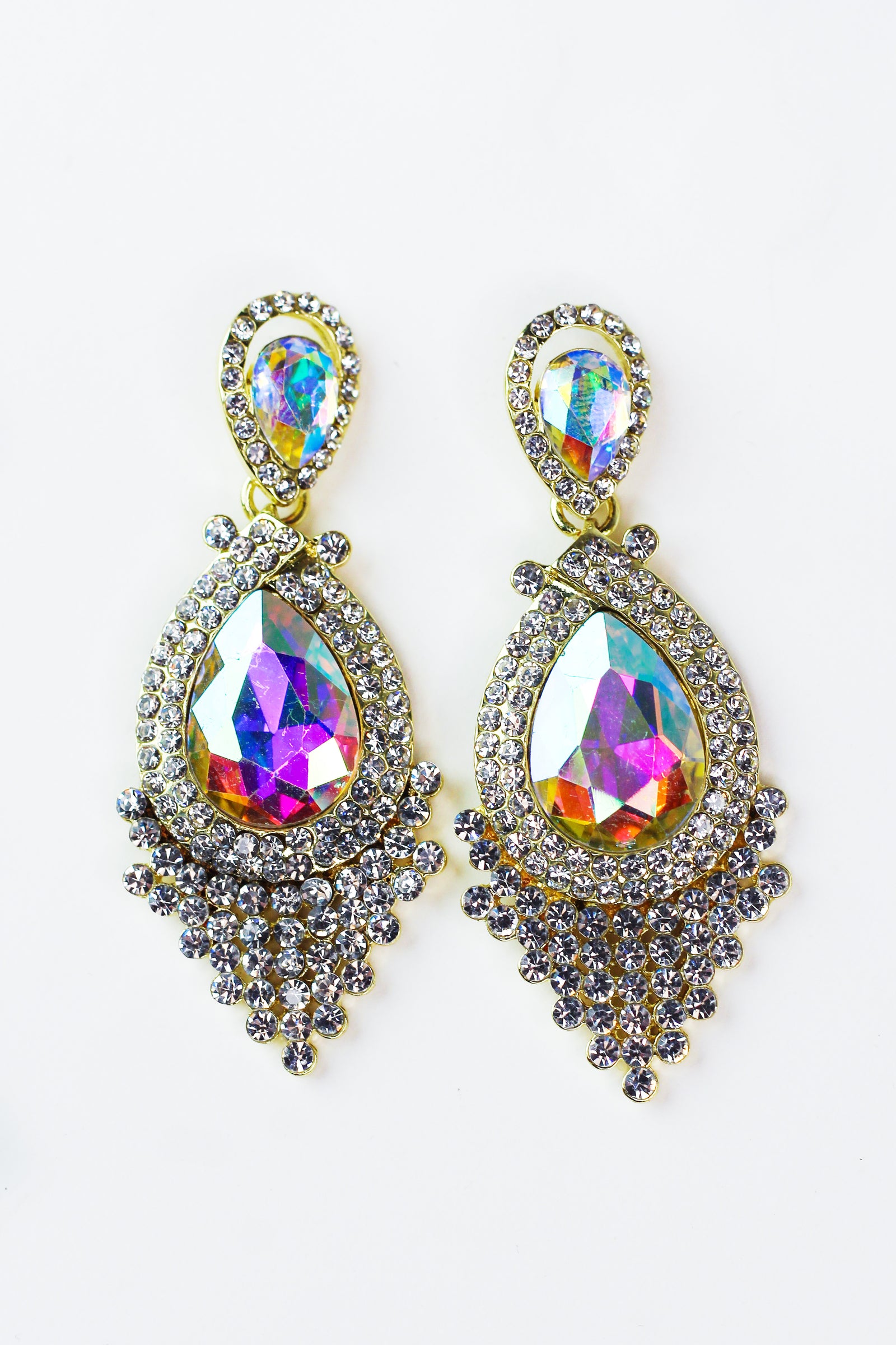 Two Row Trim Teardrop Scoop Point Earring