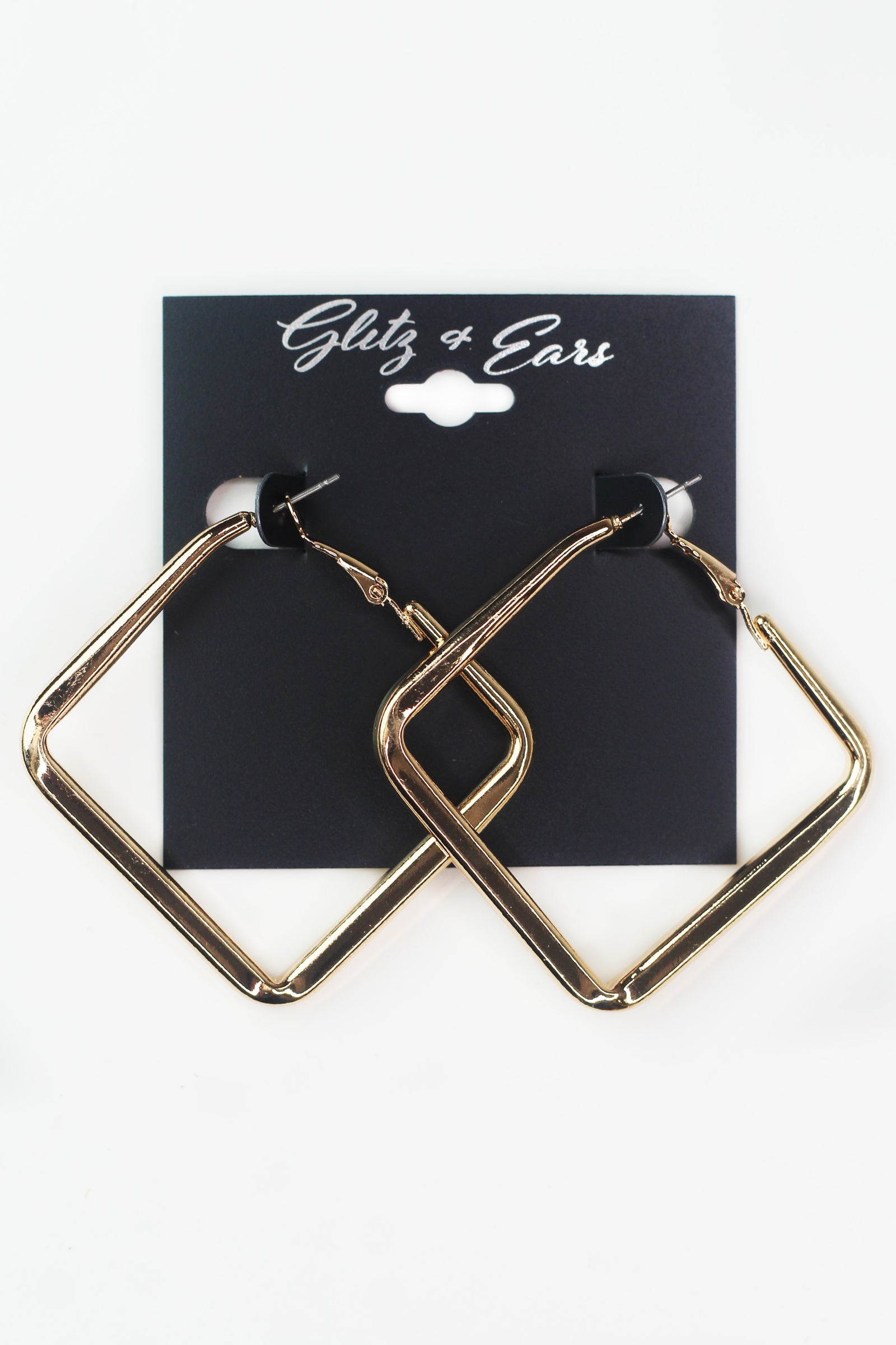 Square Lever Back Hoop Earrings