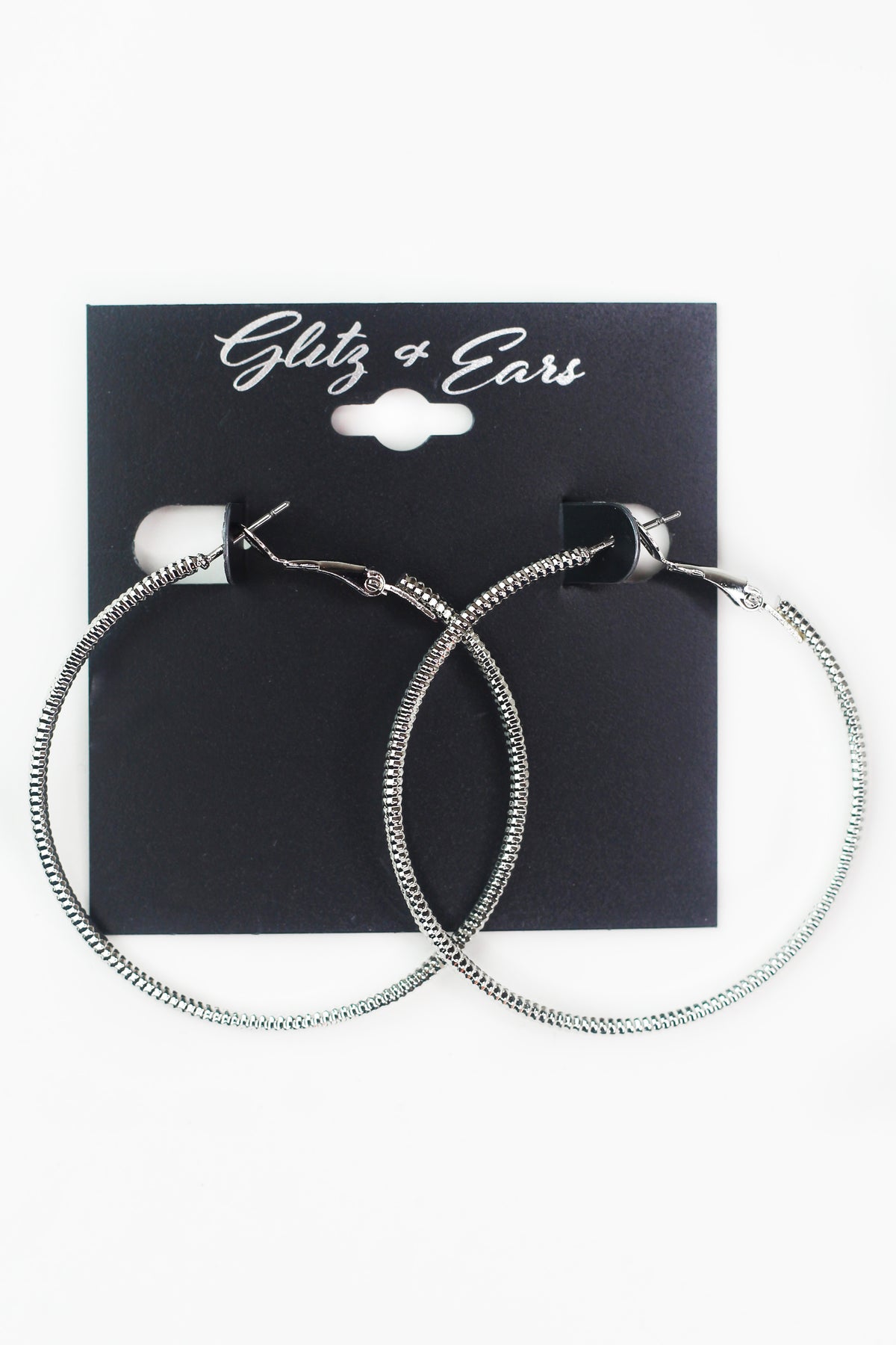 Medium Textured Lever Back Hoop Earrings