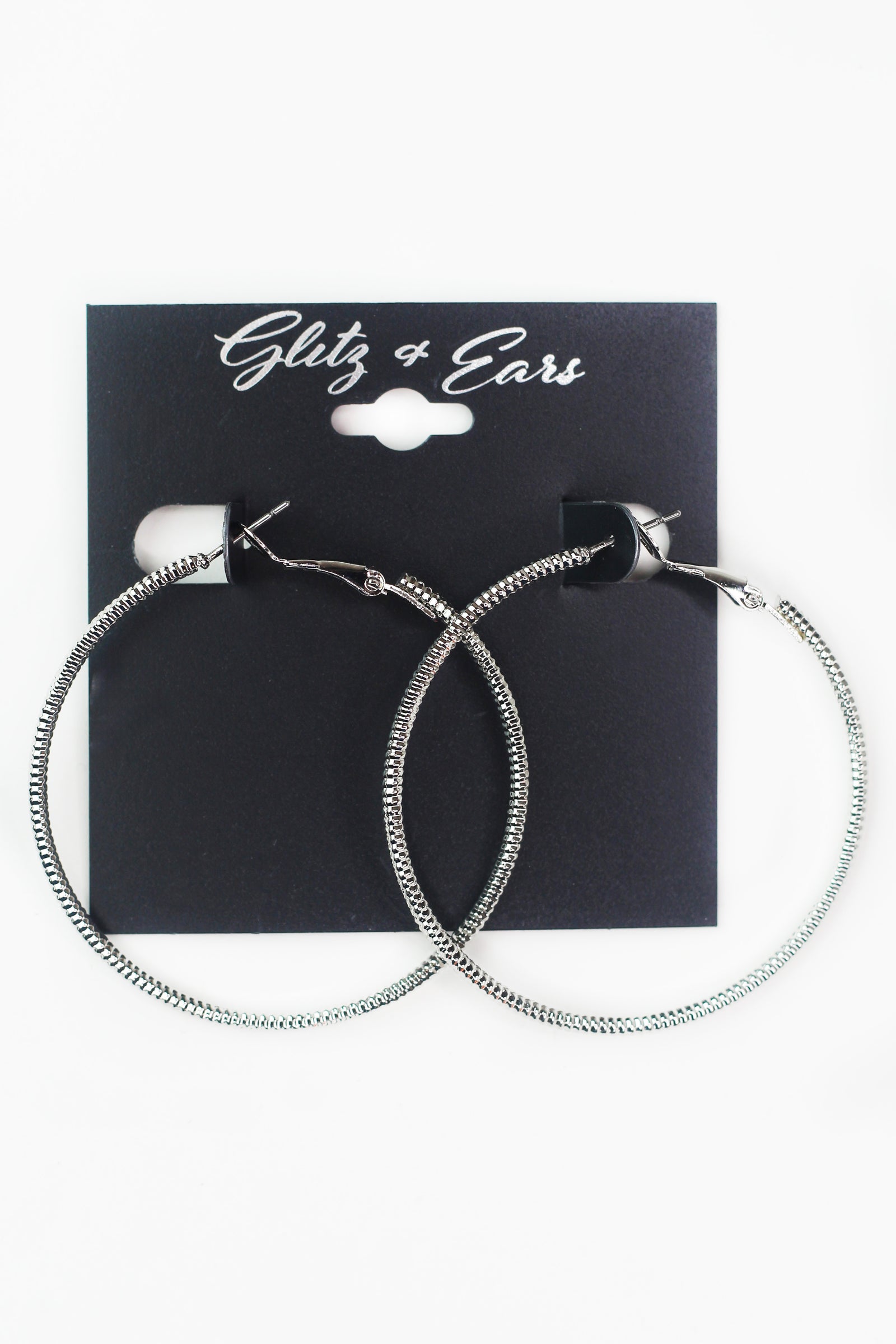 Medium Textured Lever Back Hoop Earrings