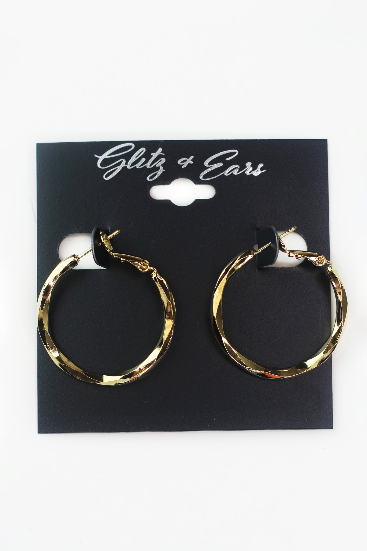 Small Faceted 14K Gold Dipped Hoop Earrings