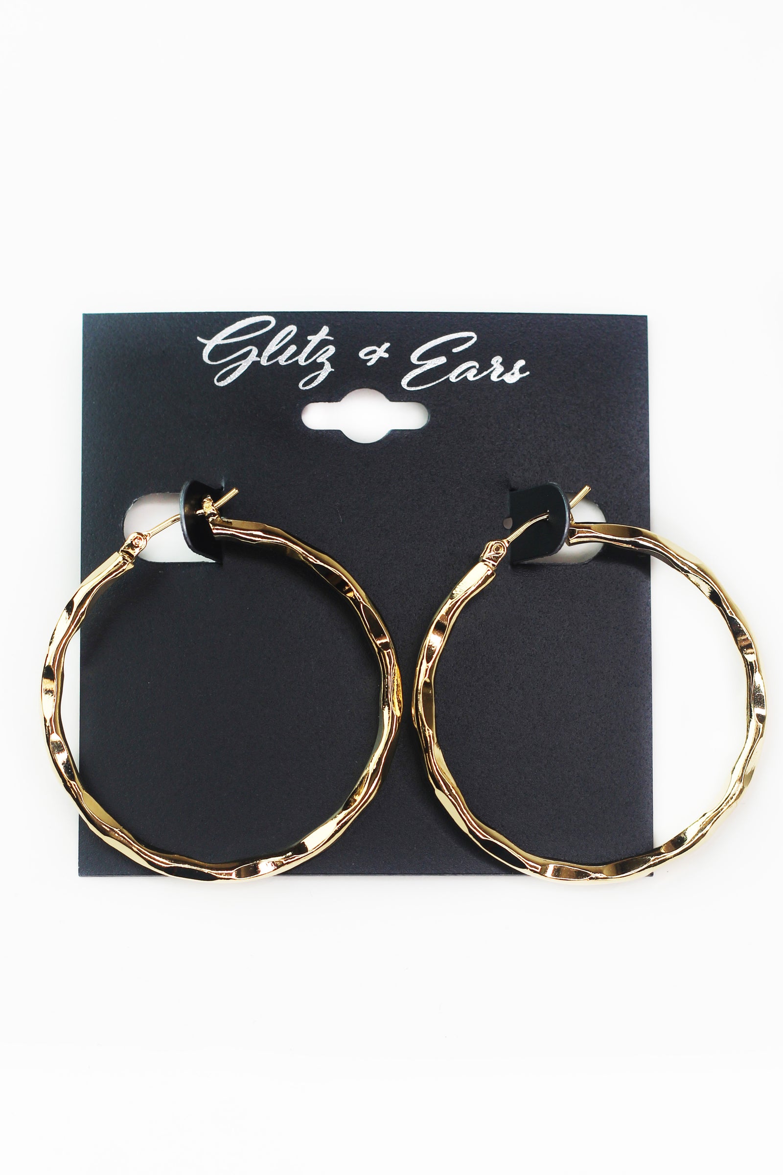 Medium Hammered 14K Gold Dipped Hoop Earrings