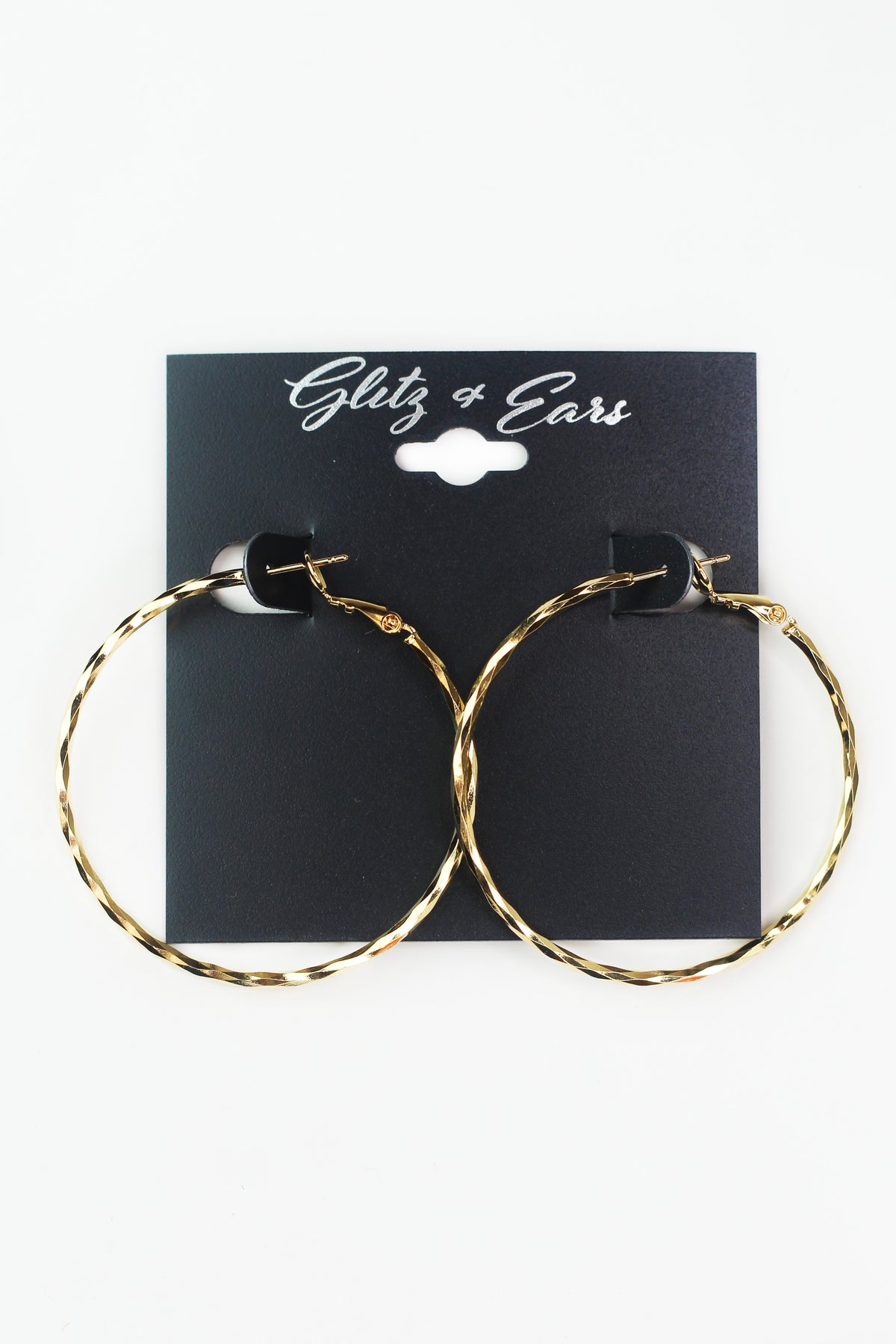 Medium Faceted 14K Gold Dipped Hoop Earrings