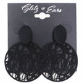 Oval & Metal Lace Circle Earrings