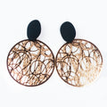 Oval & Metal Lace Circle Earrings