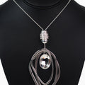 Open Geometric Shapes Necklace w/ Stone & Pave Accents