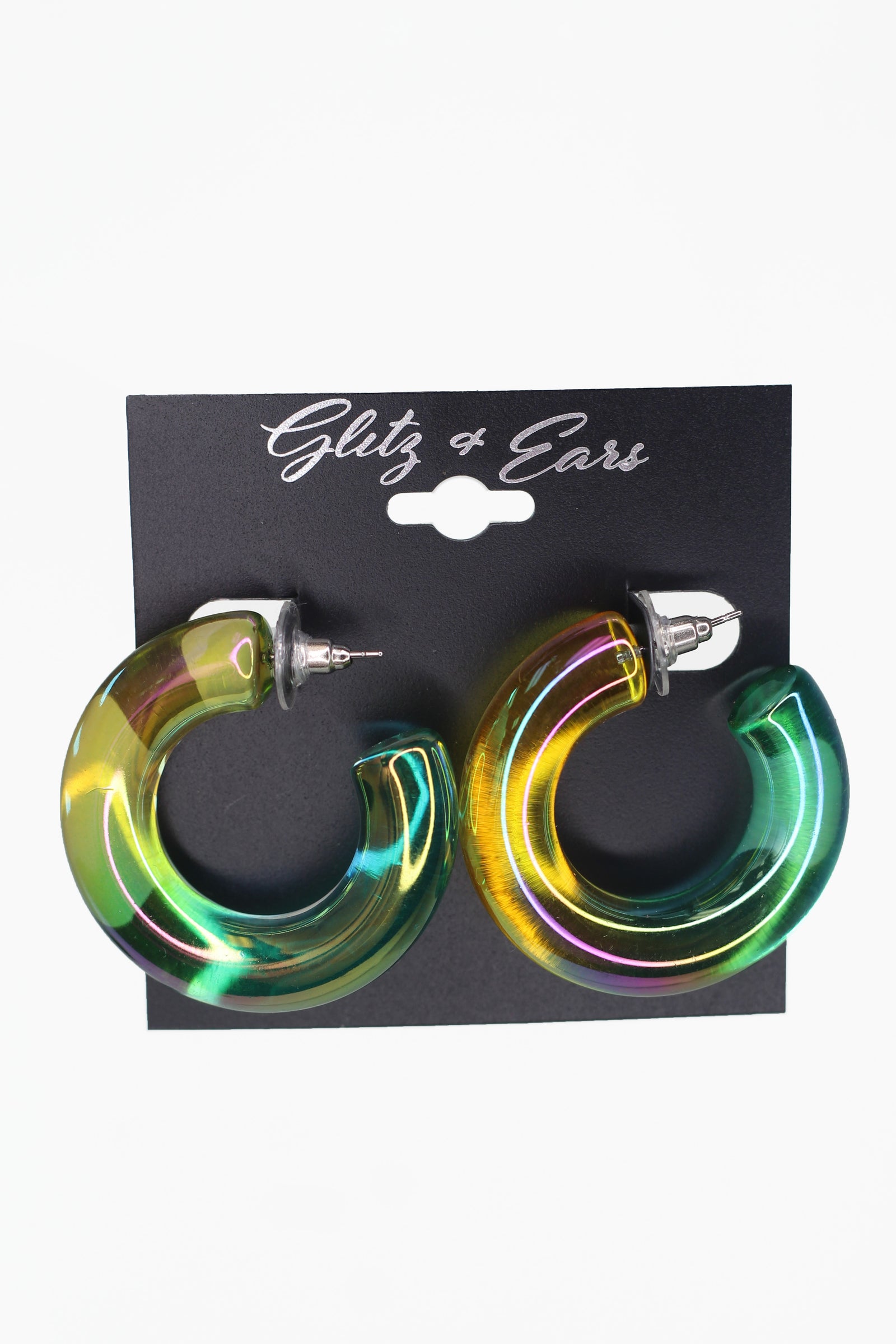 Thick Iridescent Acrylic Hoop Earrings