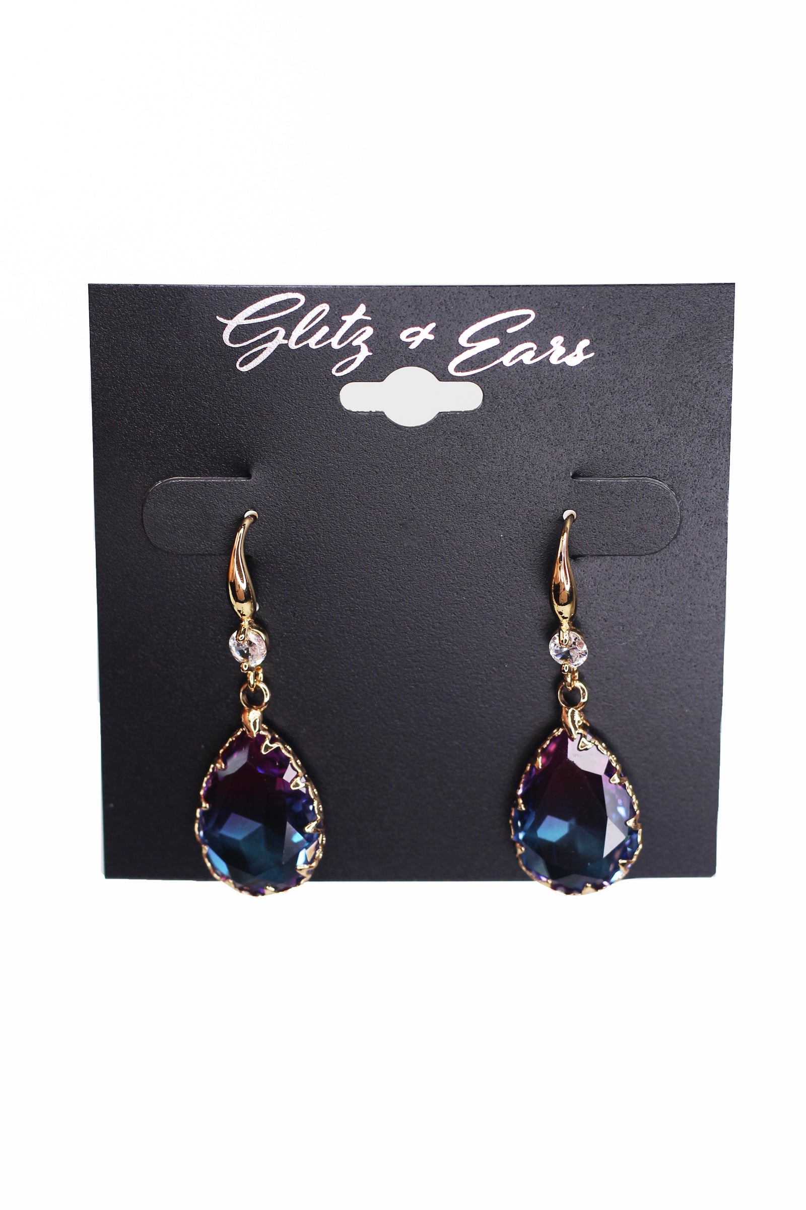 Rhinestone & Two Tone Teardrop Earrings