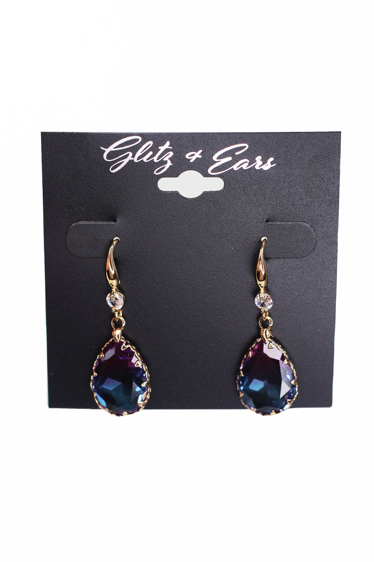 Rhinestone & Two Tone Teardrop Earrings
