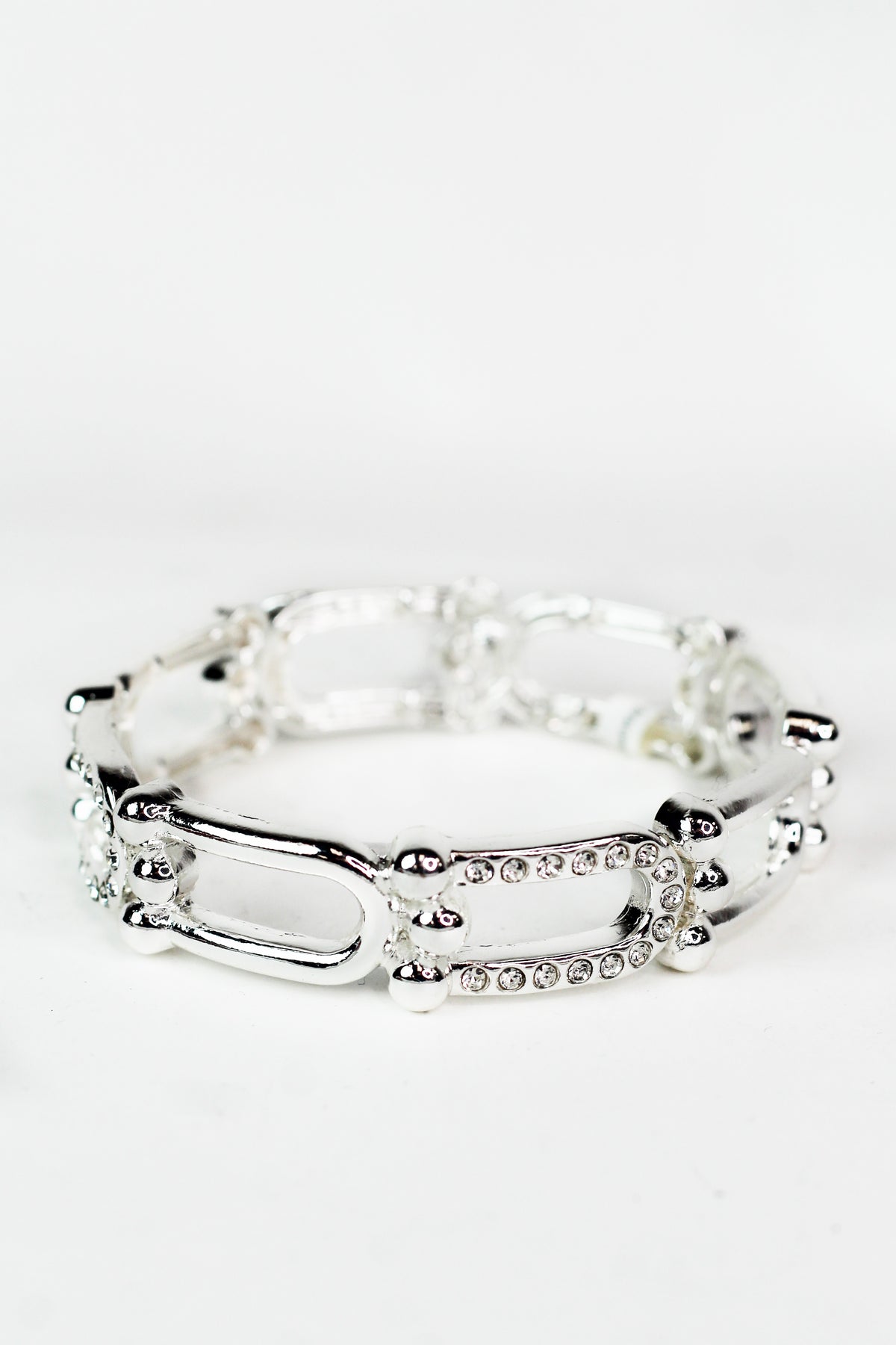 Pave Accented U-Link Stretch Bracelet