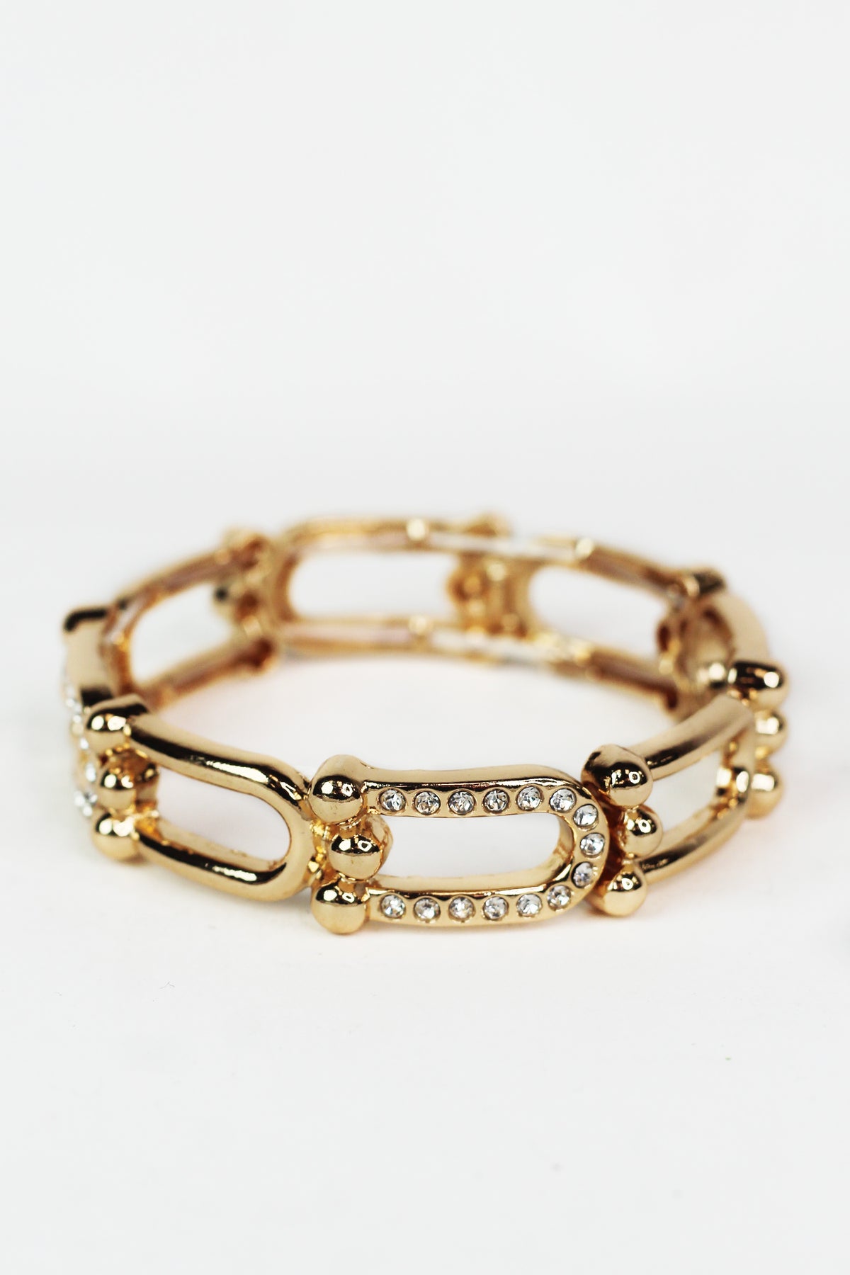 Pave Accented U-Link Stretch Bracelet