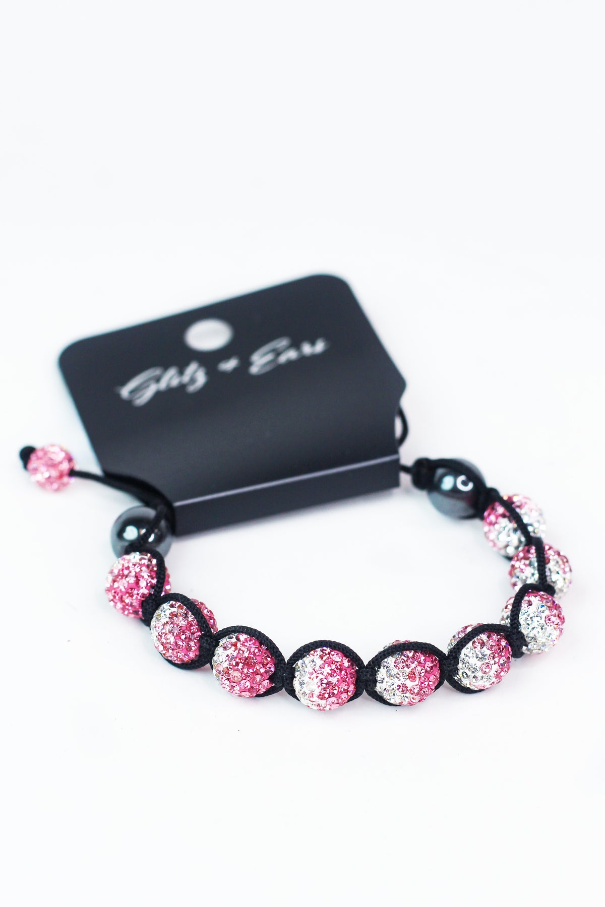Ombre Pave Beads Macrame Cord Pull Bracelet