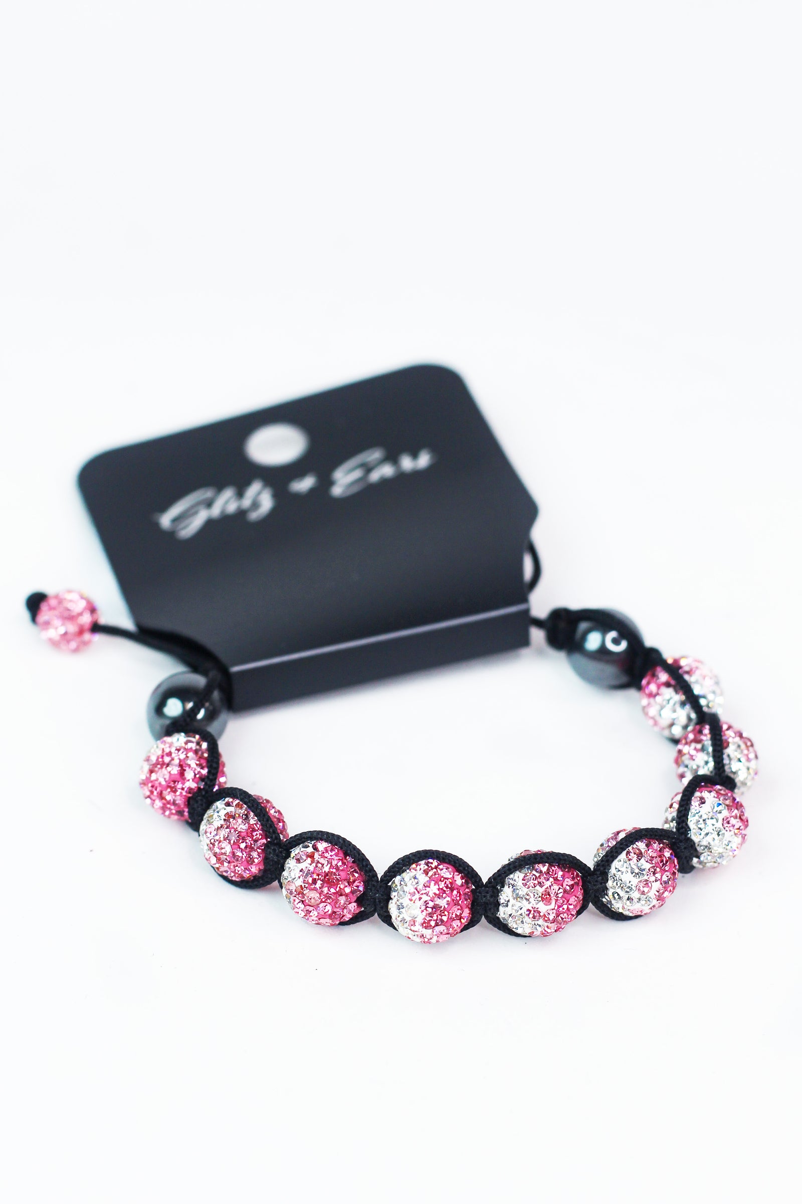 Ombre Pave Beads Macrame Cord Pull Bracelet