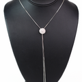 Puffy Pave Circle Lariat Necklace