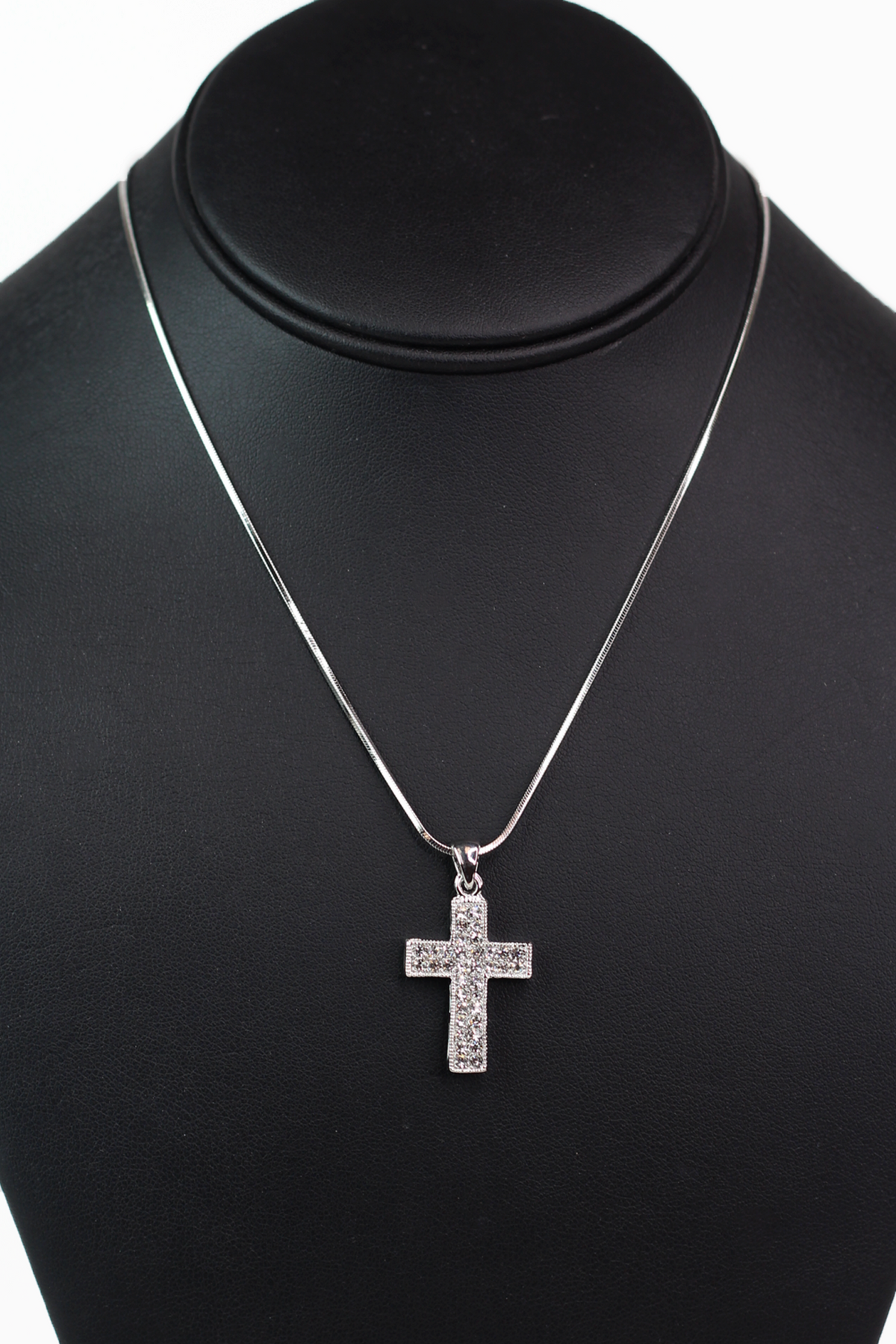 Medium Two Row Rhinestone Cross Necklace