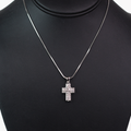 Puffy Two Row Pave Cross Necklace