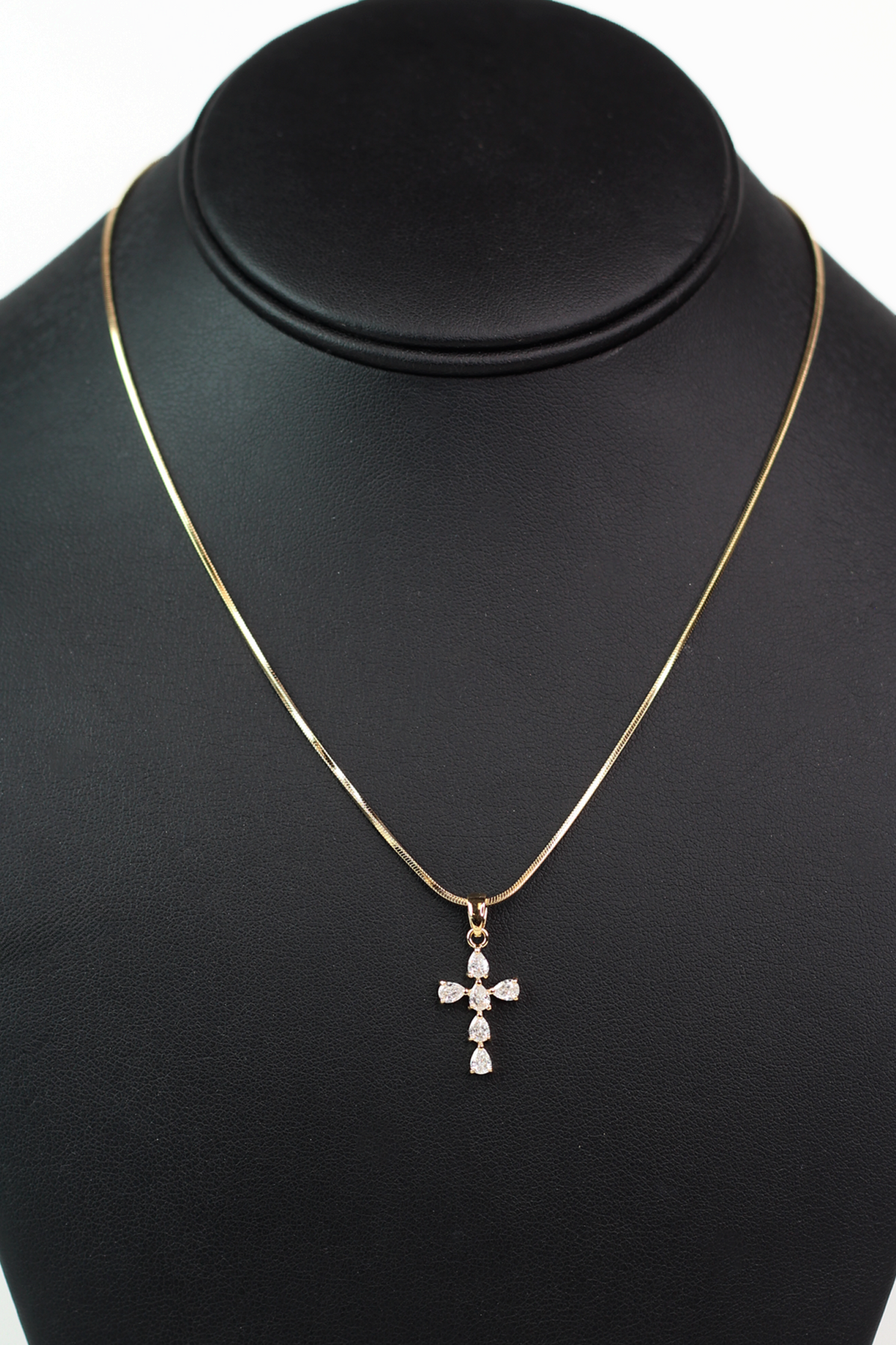 Teardrop Rhinestone Cross Necklace