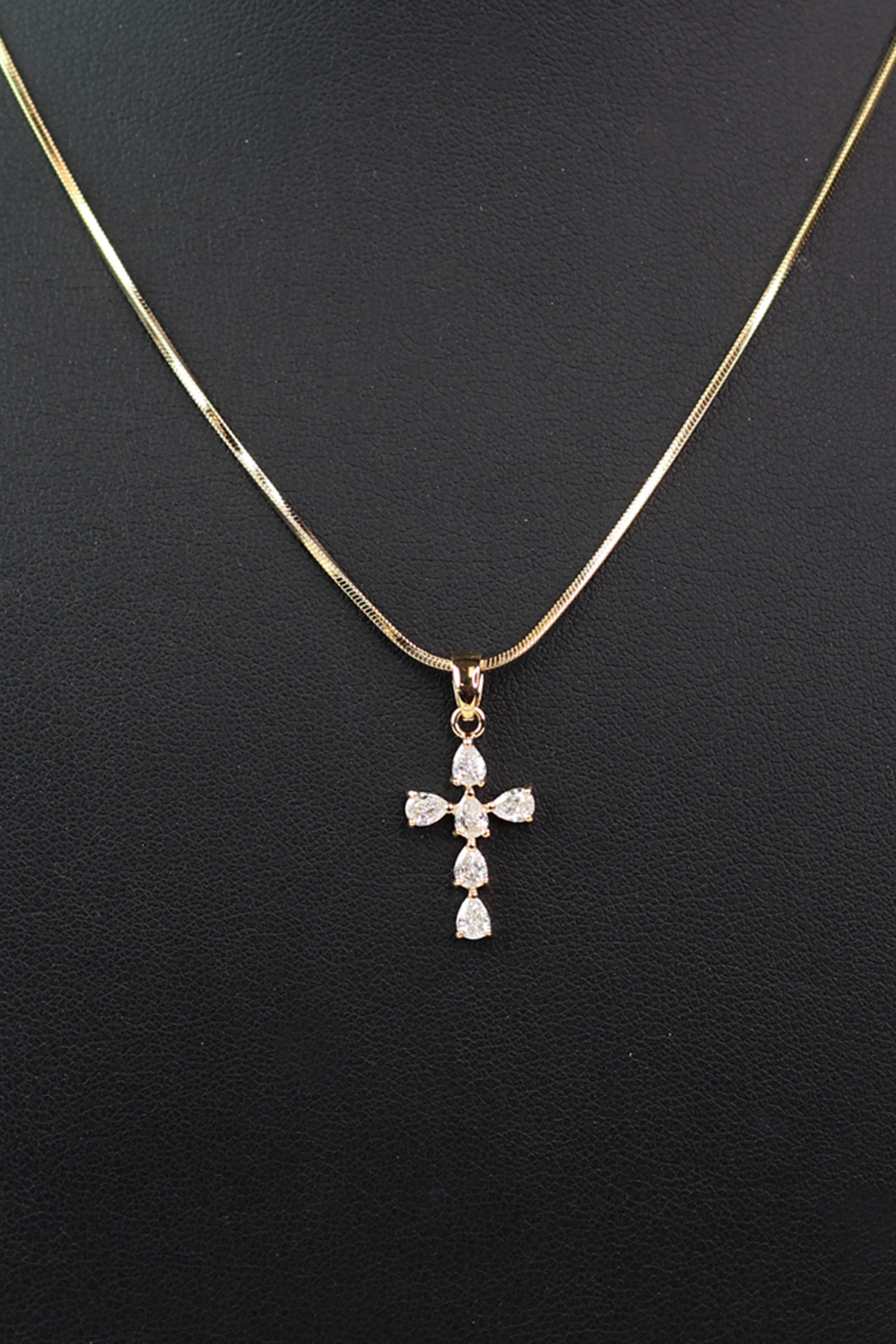 Teardrop Rhinestone Cross Necklace