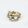 Ball Link Ring w/ Pave Accents