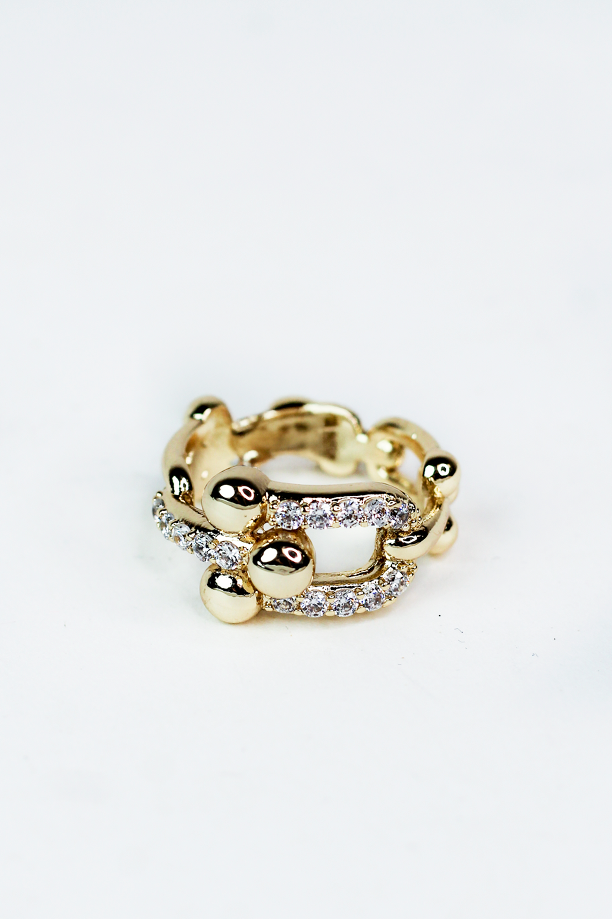 Ball Link Ring w/ Pave Accents