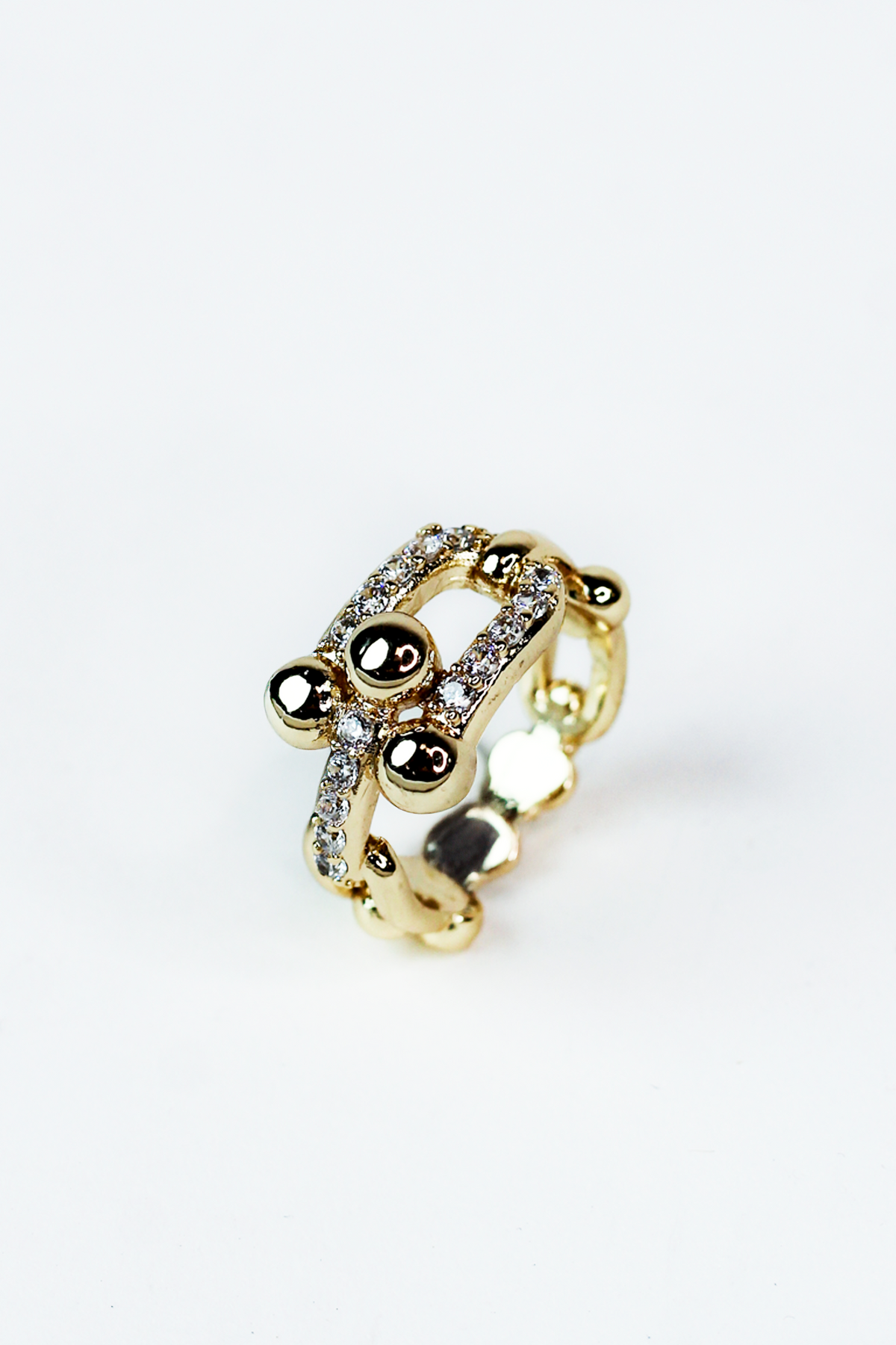 Ball Link Ring w/ Pave Accents