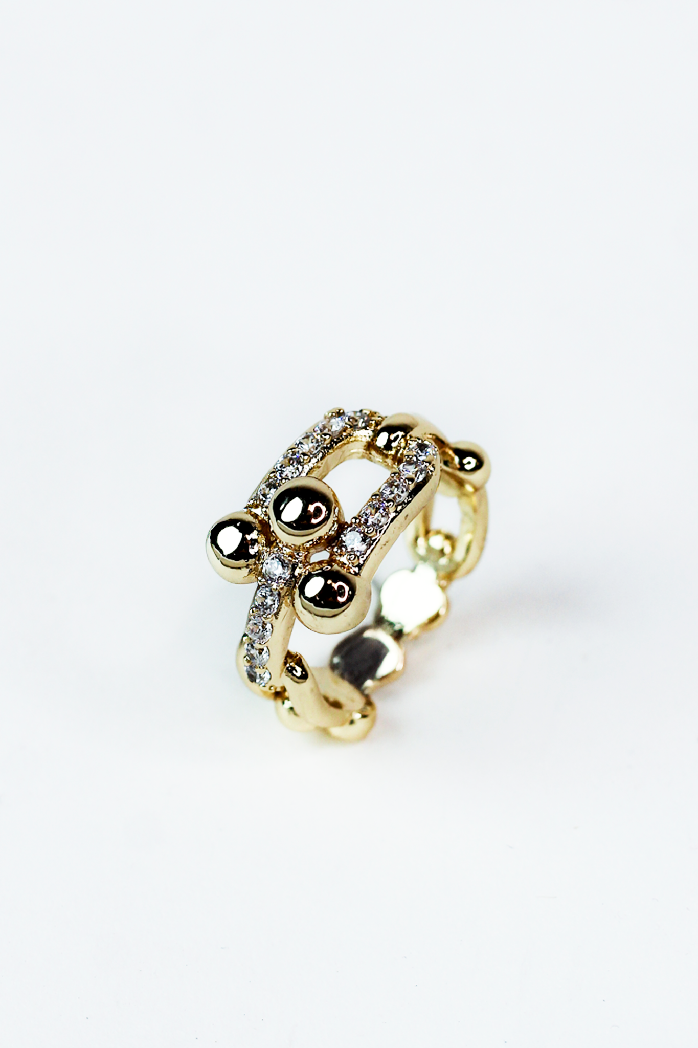 Ball Link Ring w/ Pave Accents