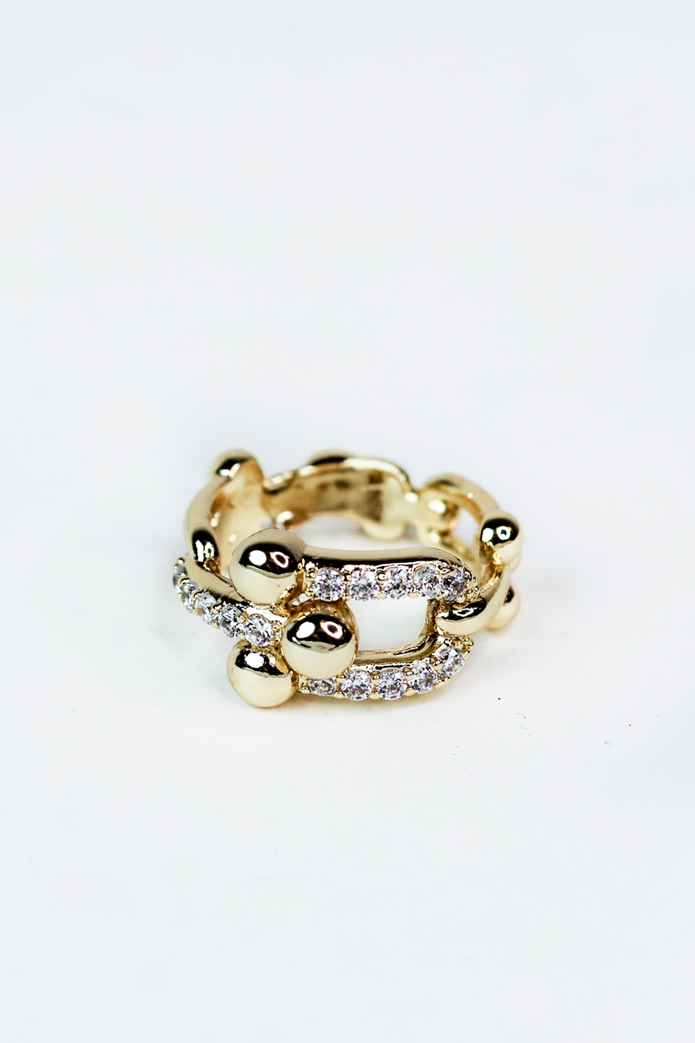 Ball Link Ring w/ Pave Accents