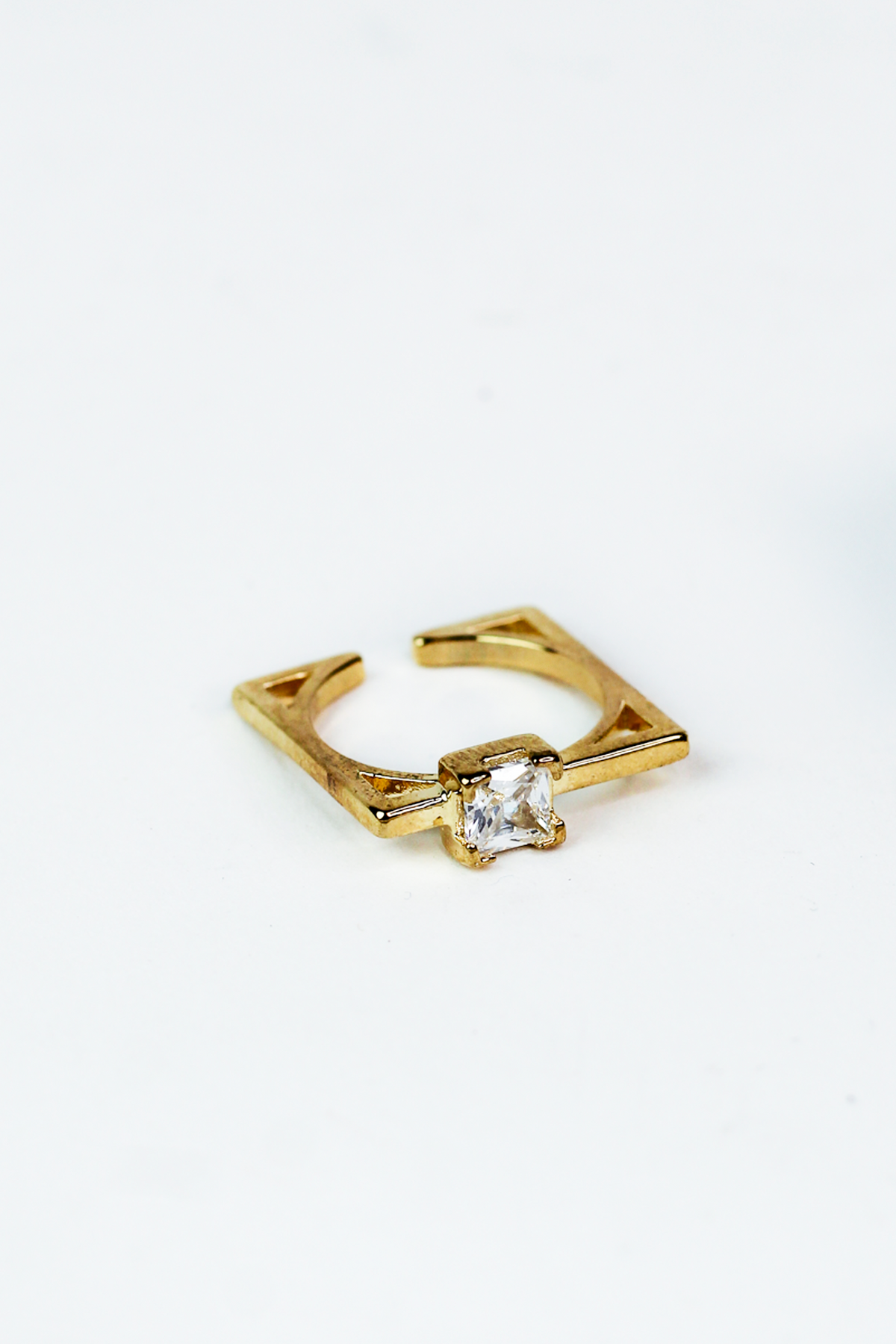 Thin Square Solitaire Stone Ring