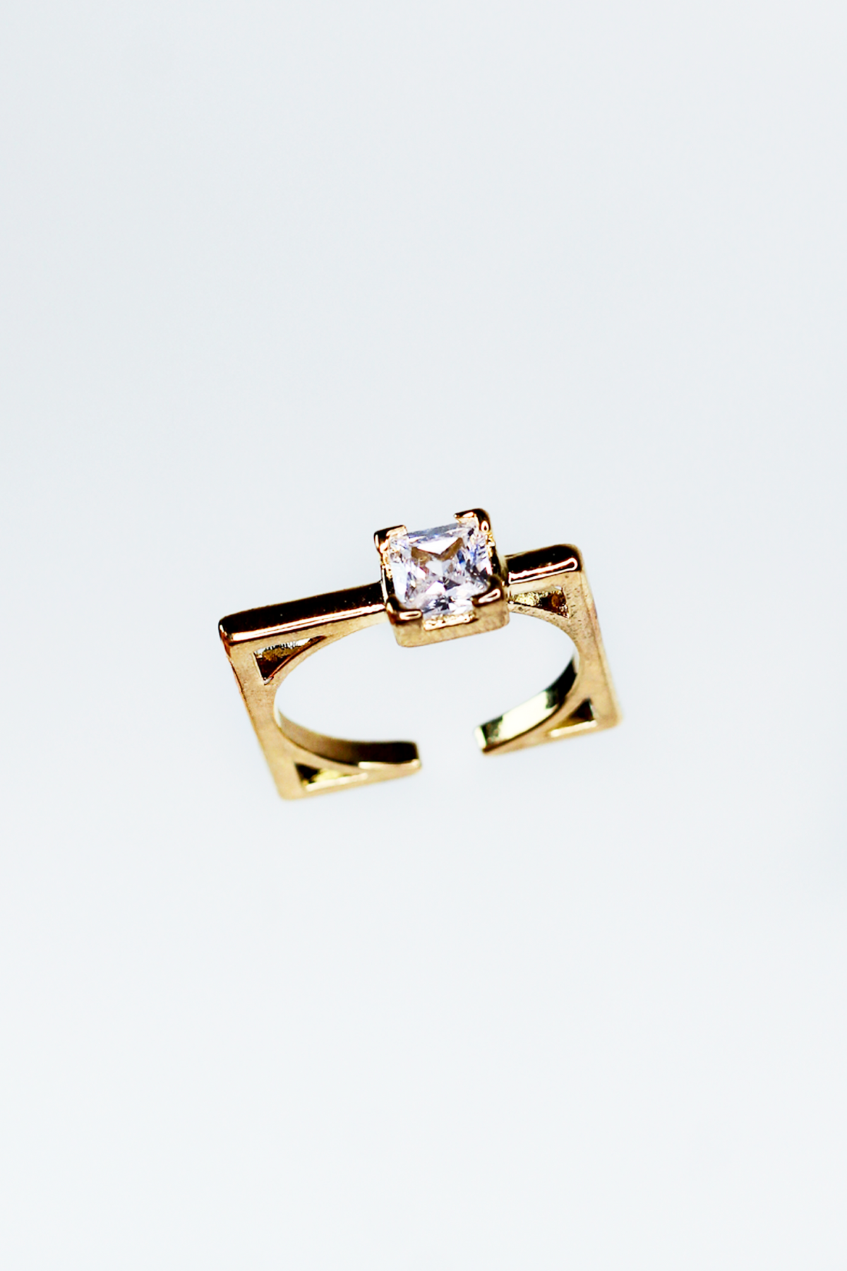 Thin Square Solitaire Stone Ring