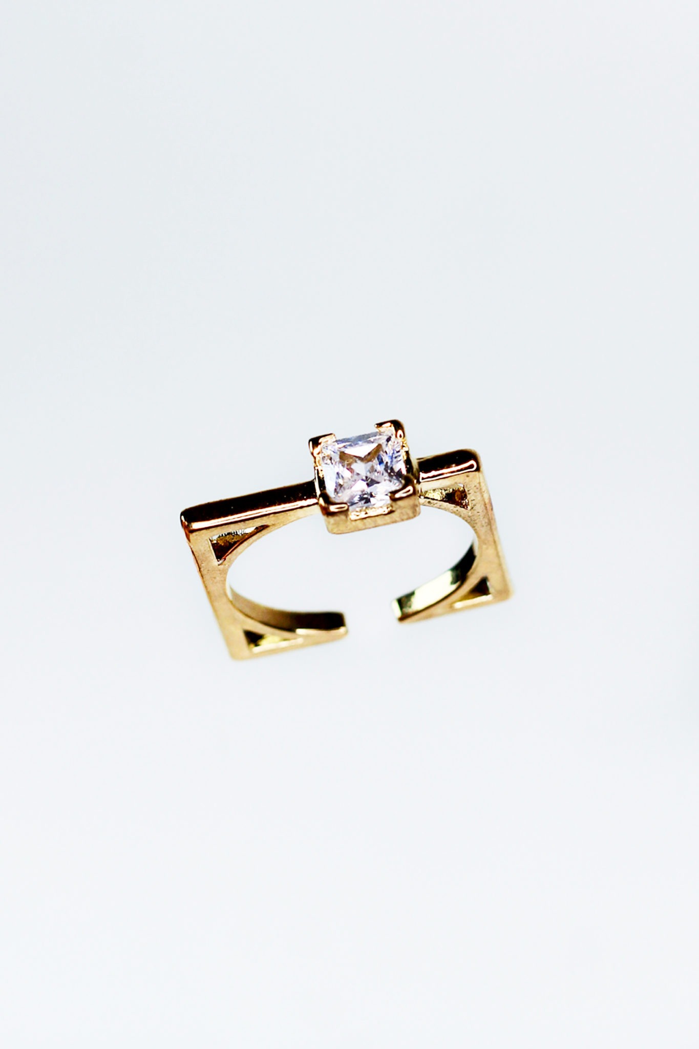 Thin Square Solitaire Stone Ring