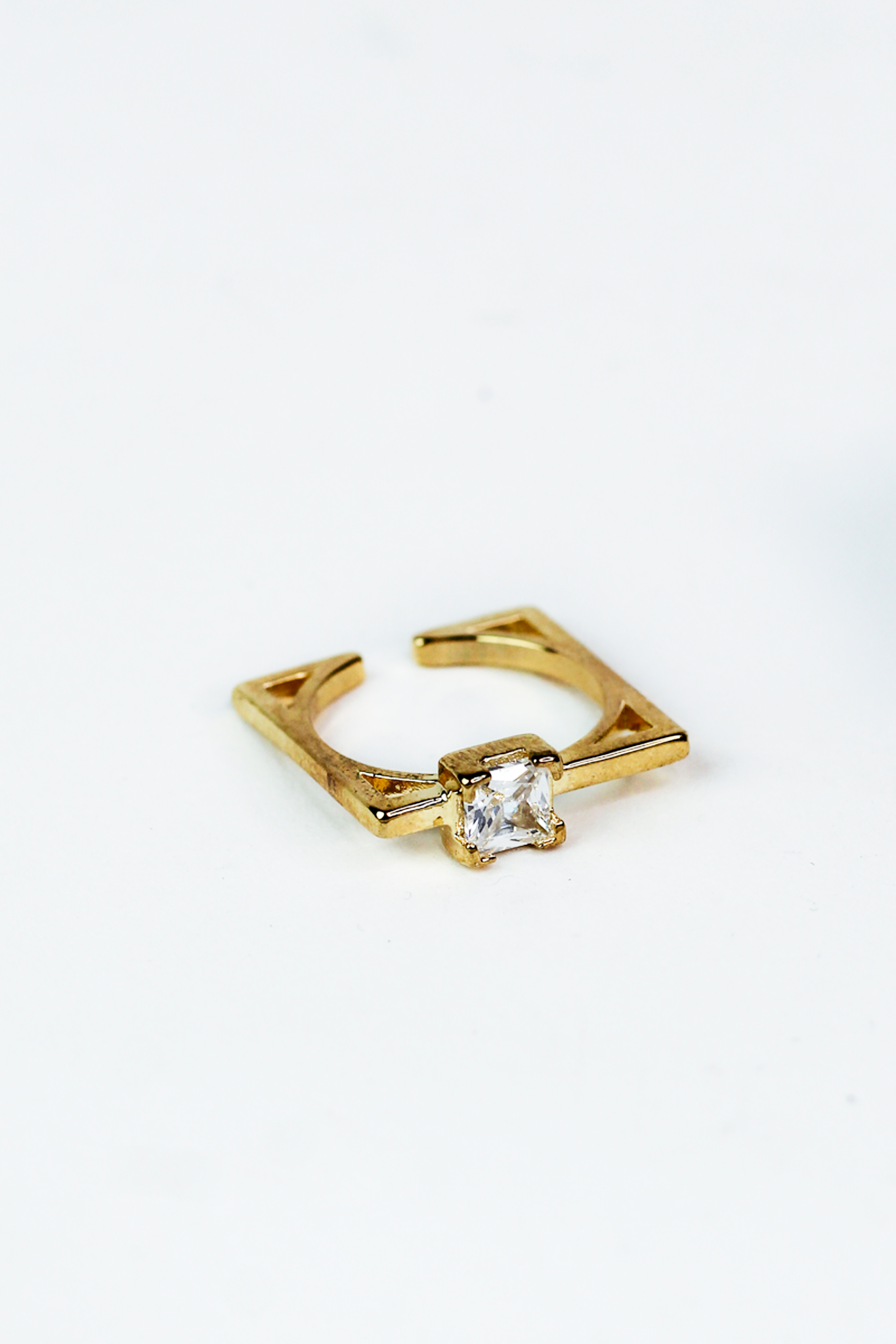 Thin Square Solitaire Stone Ring