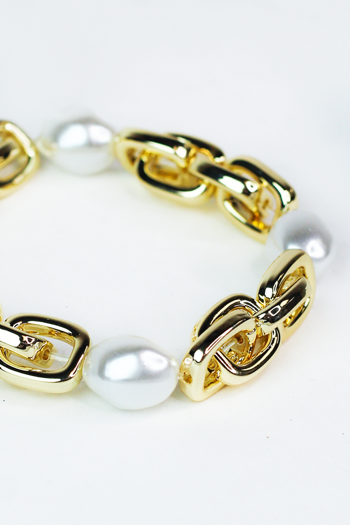 Chain Link & Pearls Stretch Bracelet