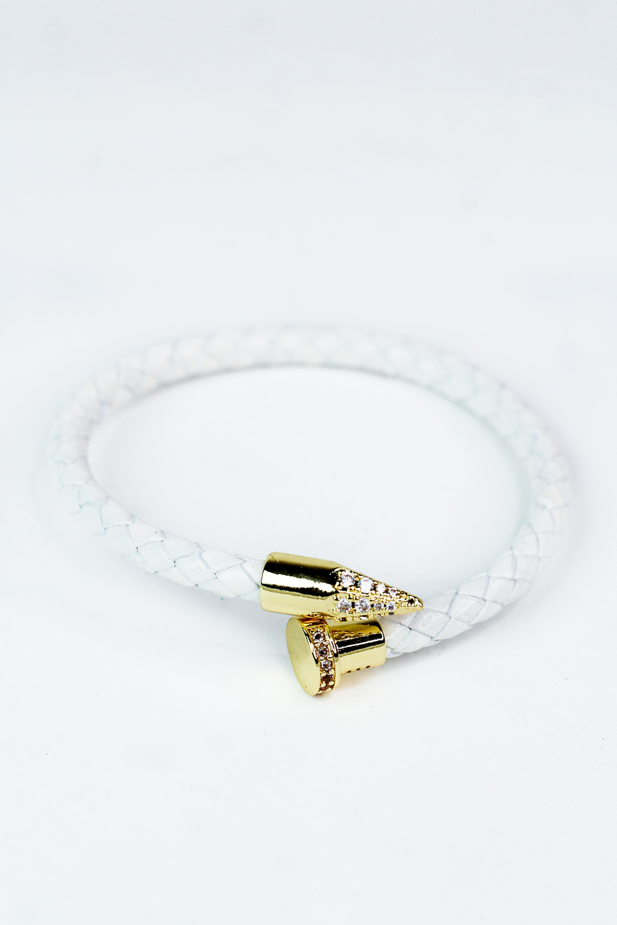 Faux Leather Cuff w/ Pave Metal Nail Ends