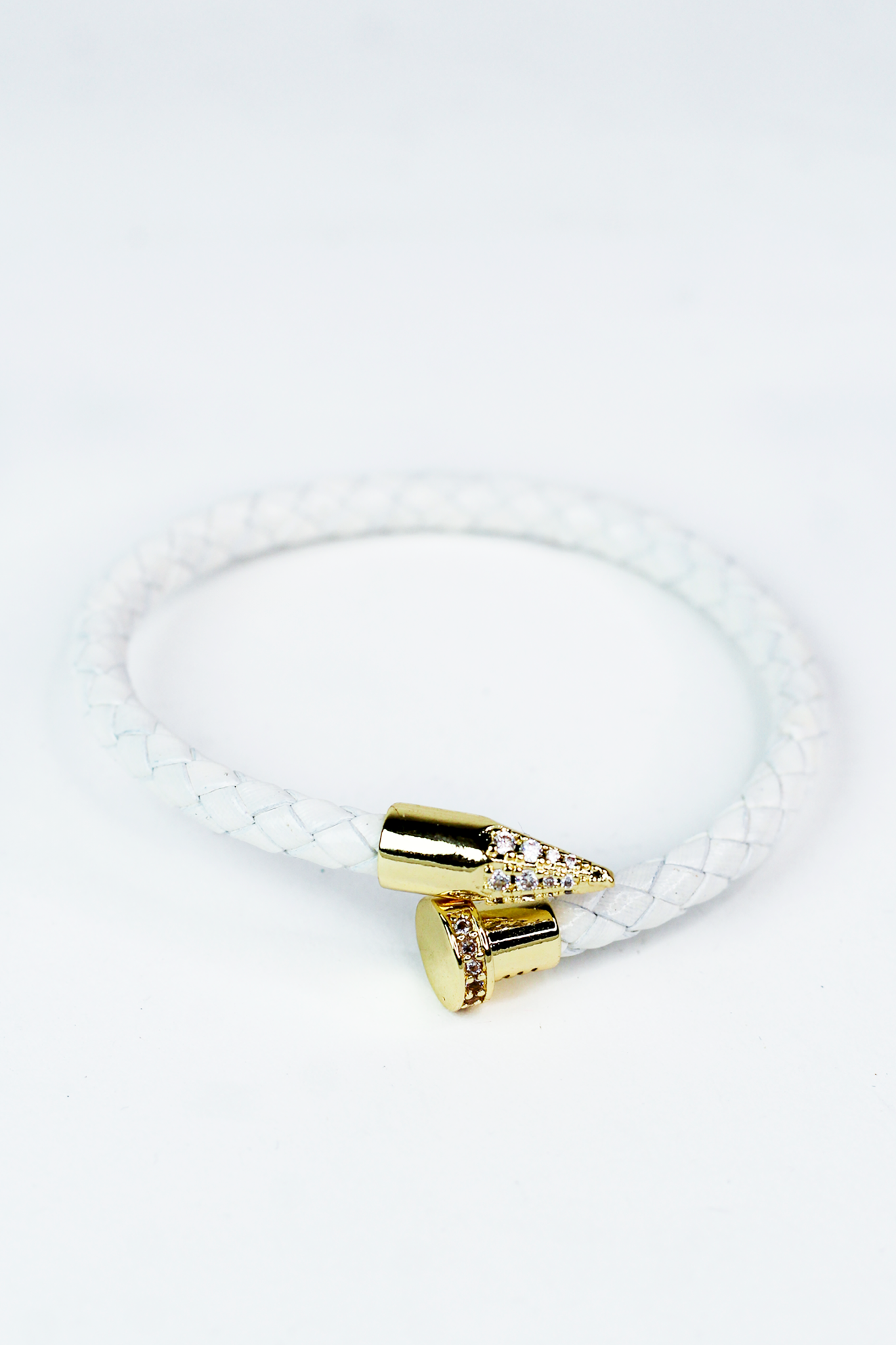 Faux Leather Cuff w/ Pave Metal Nail Ends